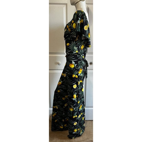 Floral Black and Yellow Jumpsuit - Picture 9 of 14